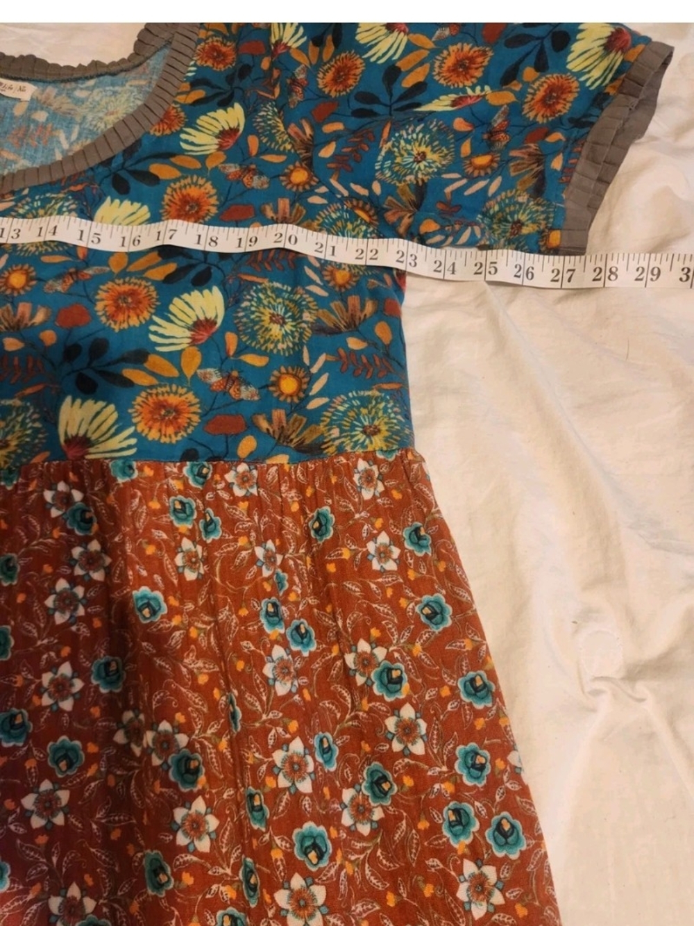 NATURAL LIFE Blue & Brown Floral Tiered Button-Front Maxi Dress XL - Picture 5 of 10